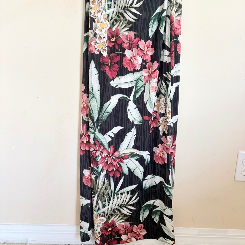 Tommy Bahama Hibiscus Tropical Floral Sleeveless Maxi Dress Small Black - Picture 11 of 16